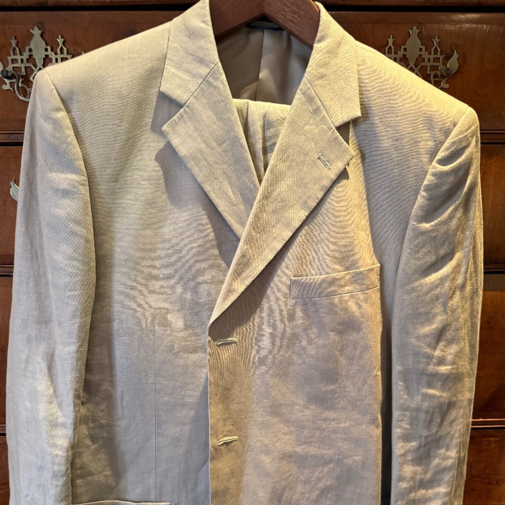 Haspel Tan Linen Suit